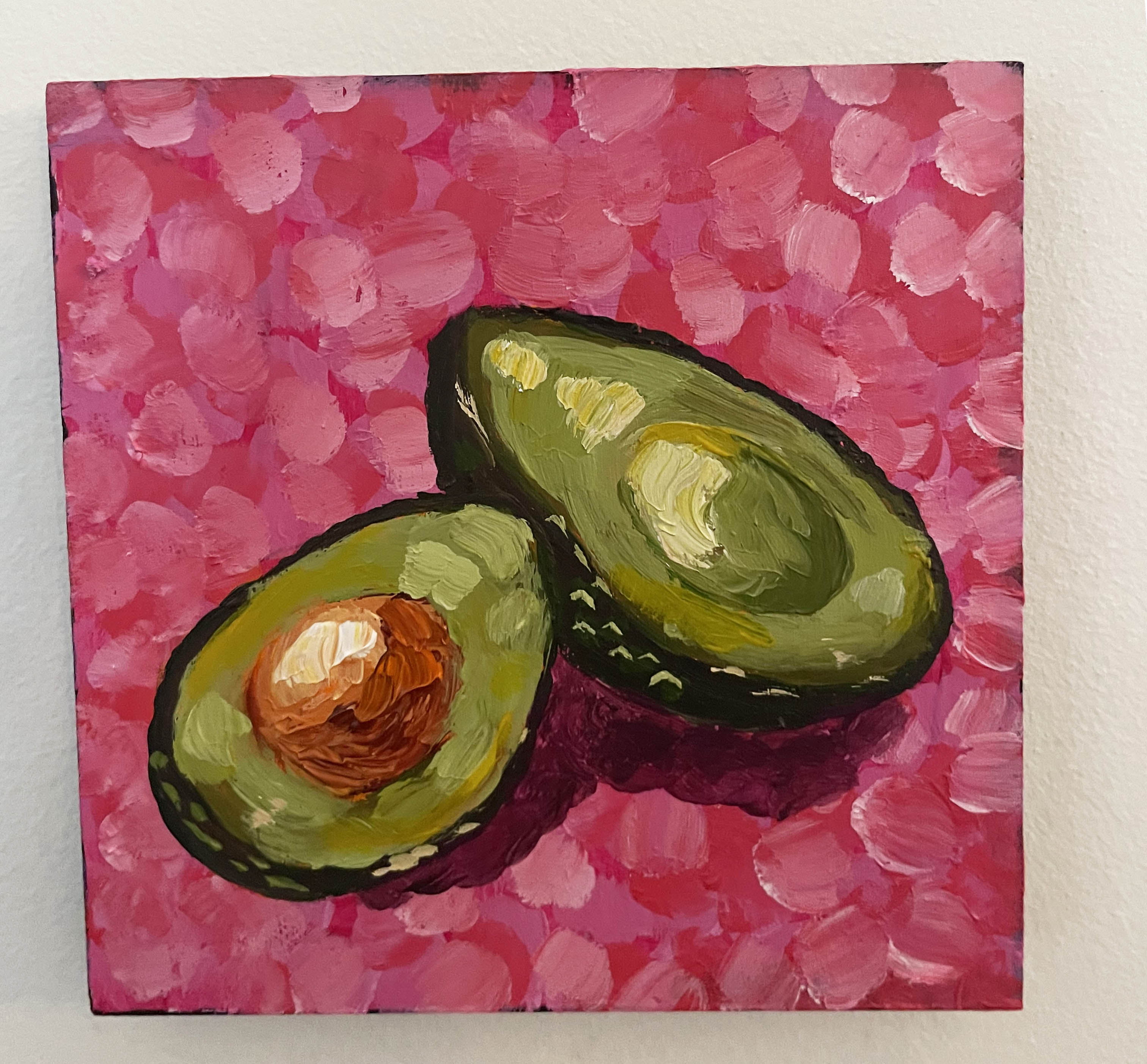 Avocado Food Painting Original Artwork 6 x 6 "You complete me."