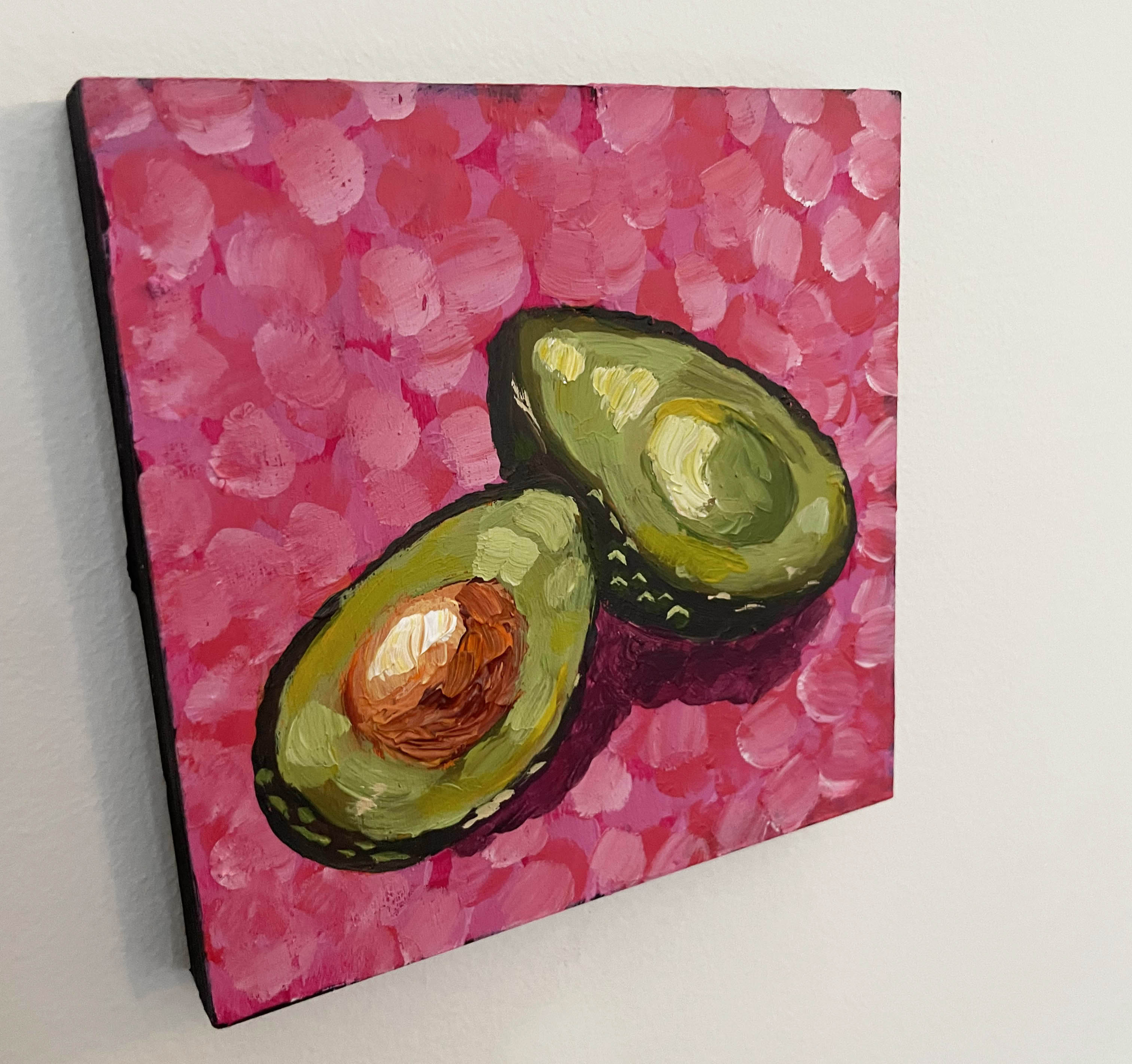 Avocado Food Painting Original Artwork 6 x 6 "You complete me."