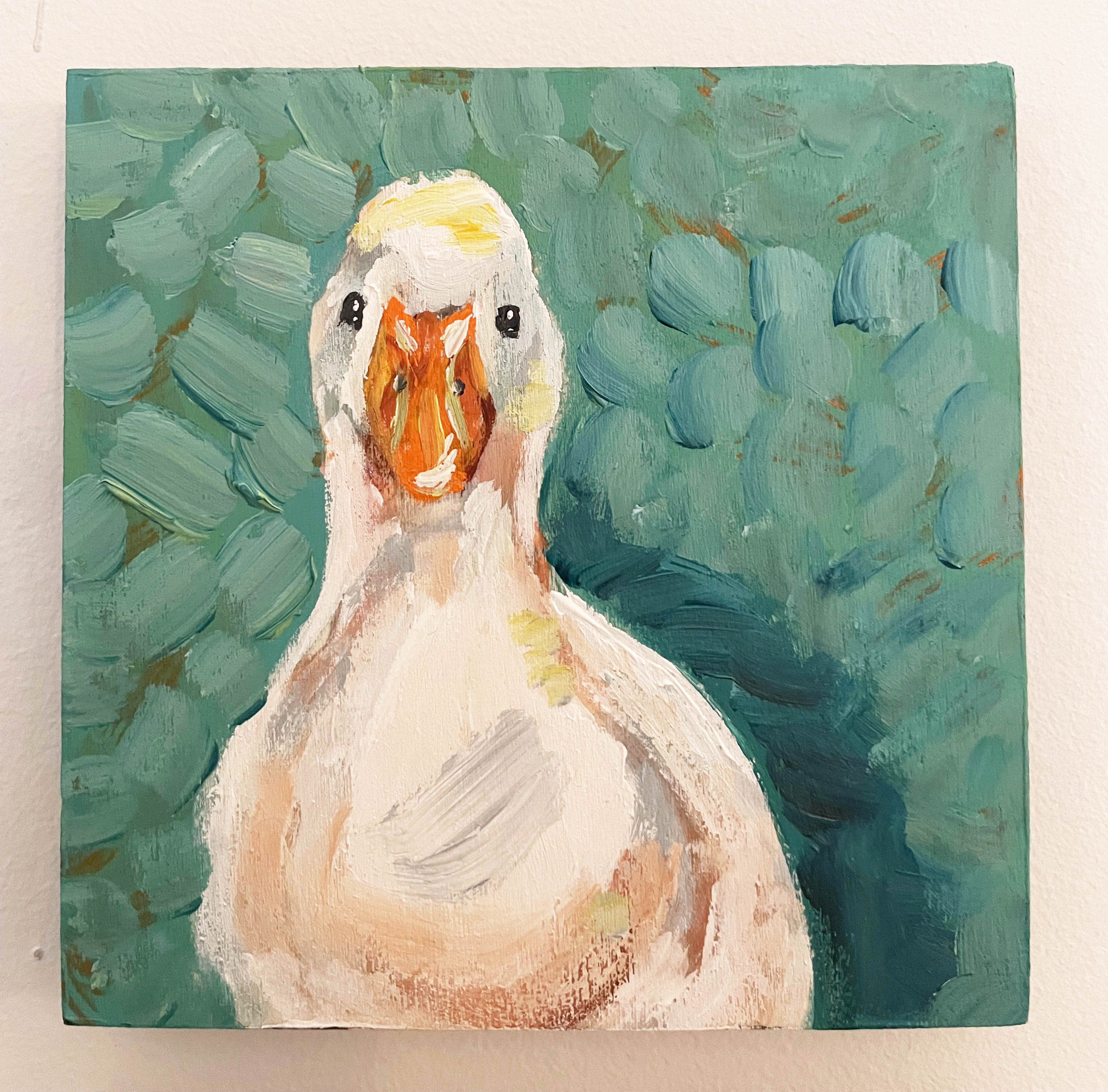 “That Goose Is Judging Me” – Original Goose on 6x6 Wood Canvas