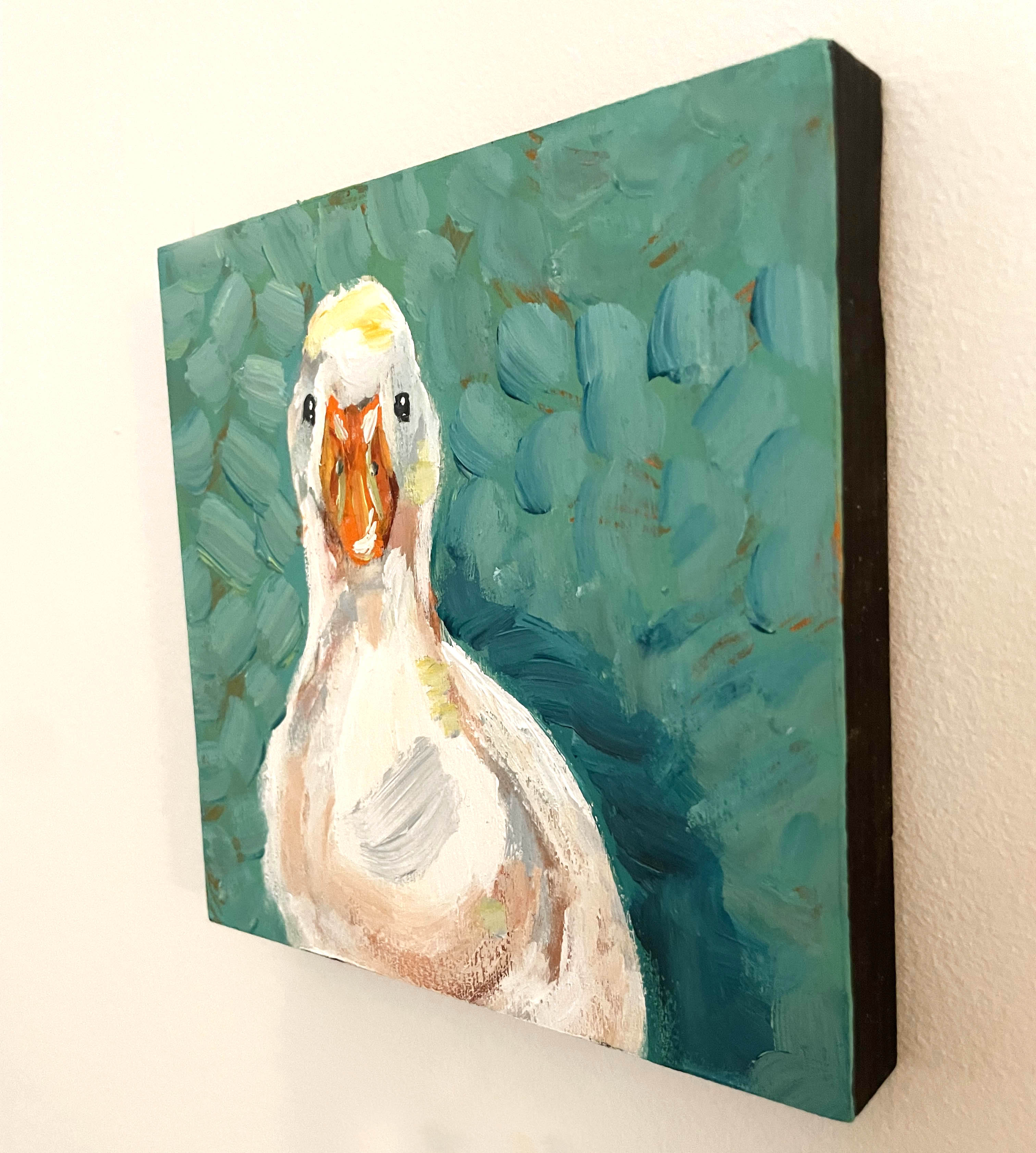 “That Goose Is Judging Me” – Original Goose on 6x6 Wood Canvas
