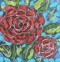 Wee Red Rose 6x6 Wood Canvas